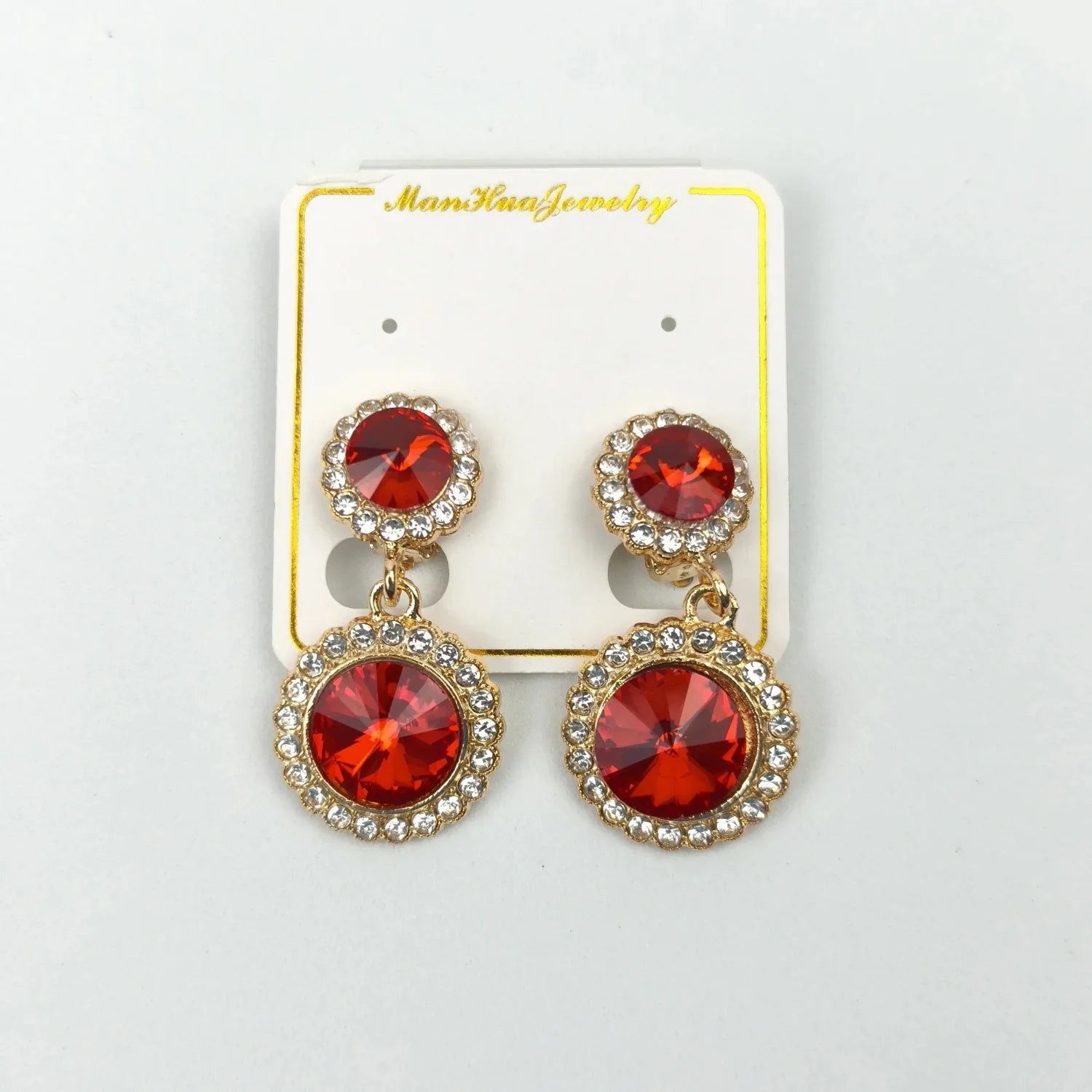 Round Drop earrings gold-tone crystals set - Stile Donna Bags