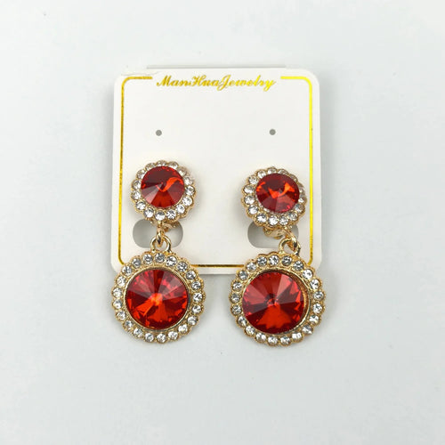 Round Drop earrings gold-tone crystals set - Stile Donna Bags