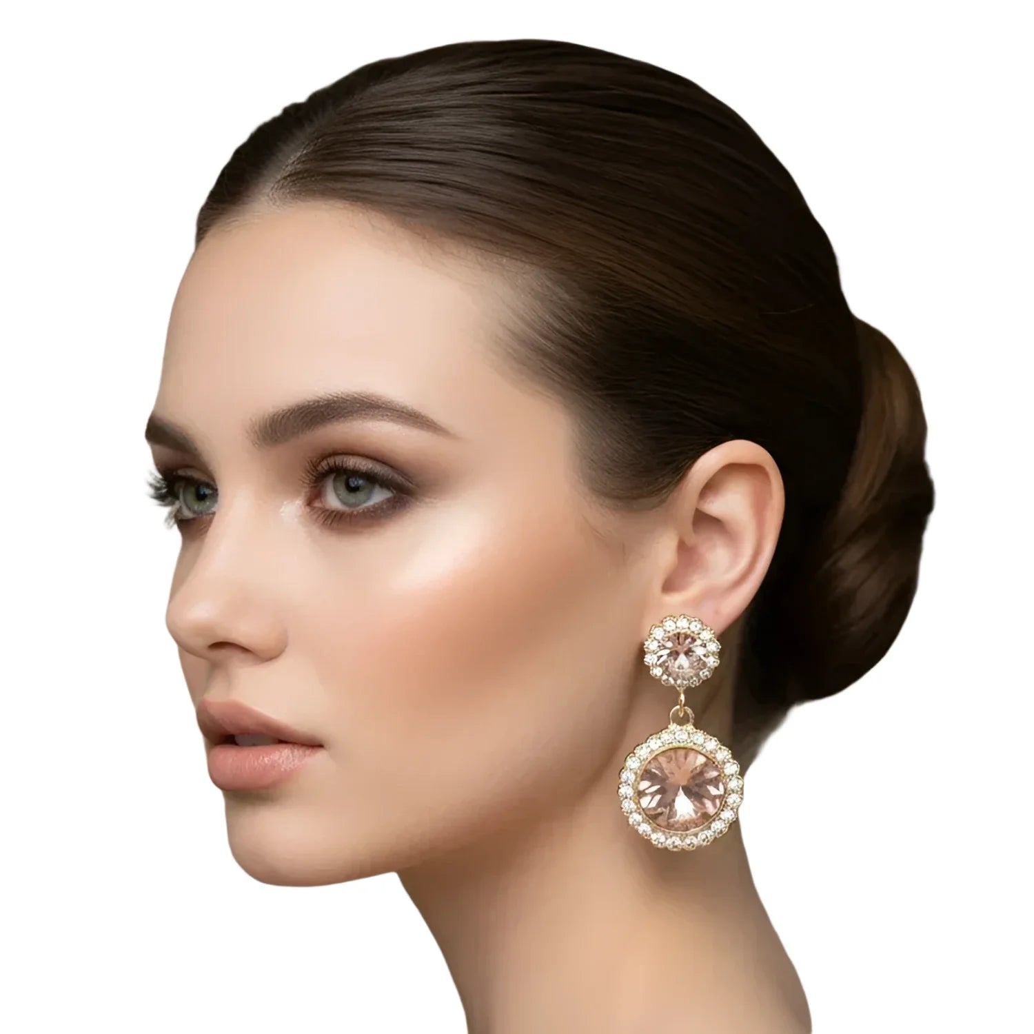 Round Drop earrings gold-tone crystals set - Stile Donna Bags
