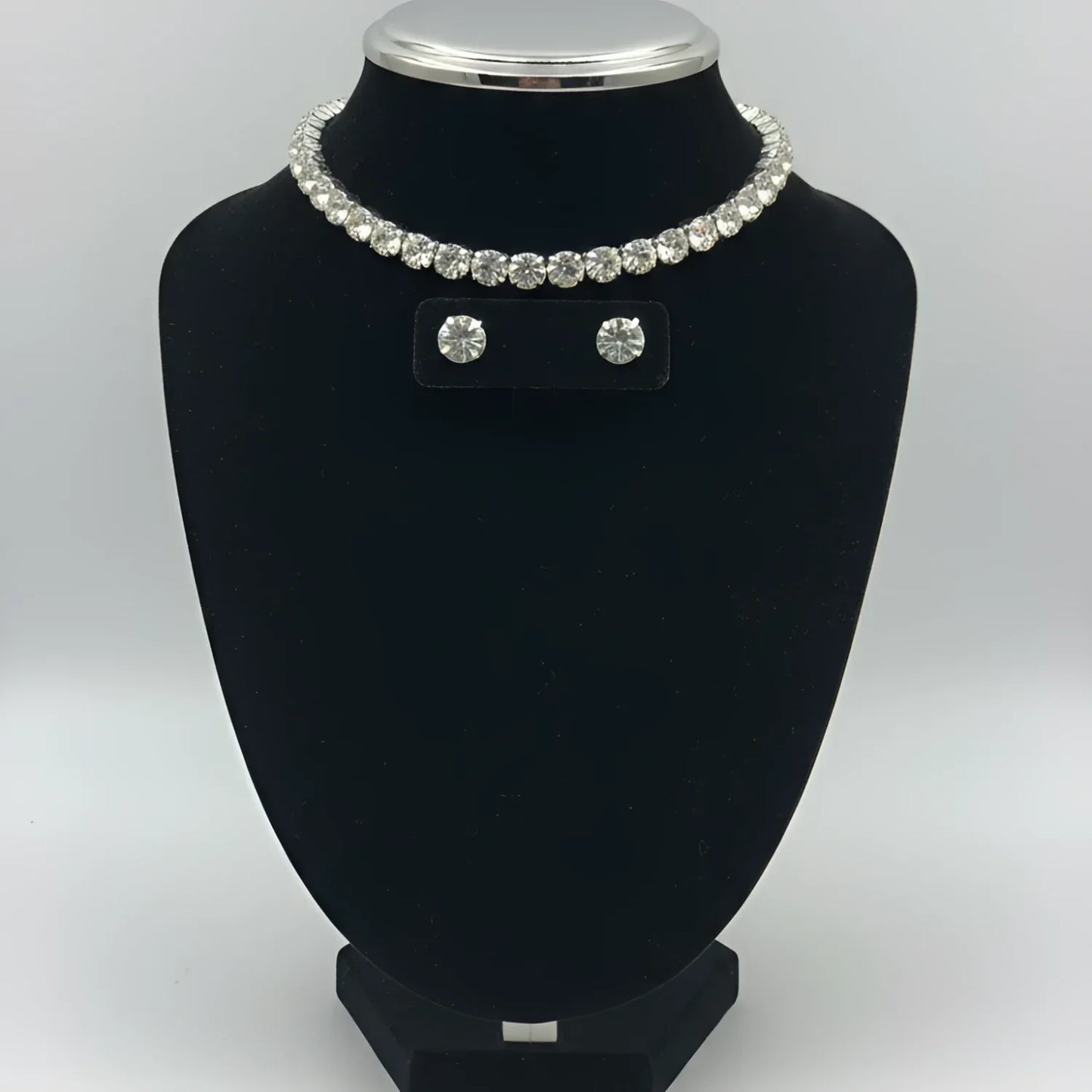 Set Collana Tennis in Oro e Orecchini a Lobo - collana choker argento