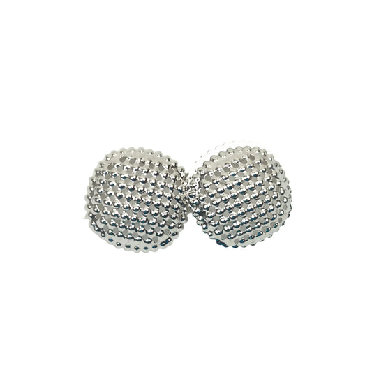 Silver-tone round textured stud earrings - Stile Donna Bags