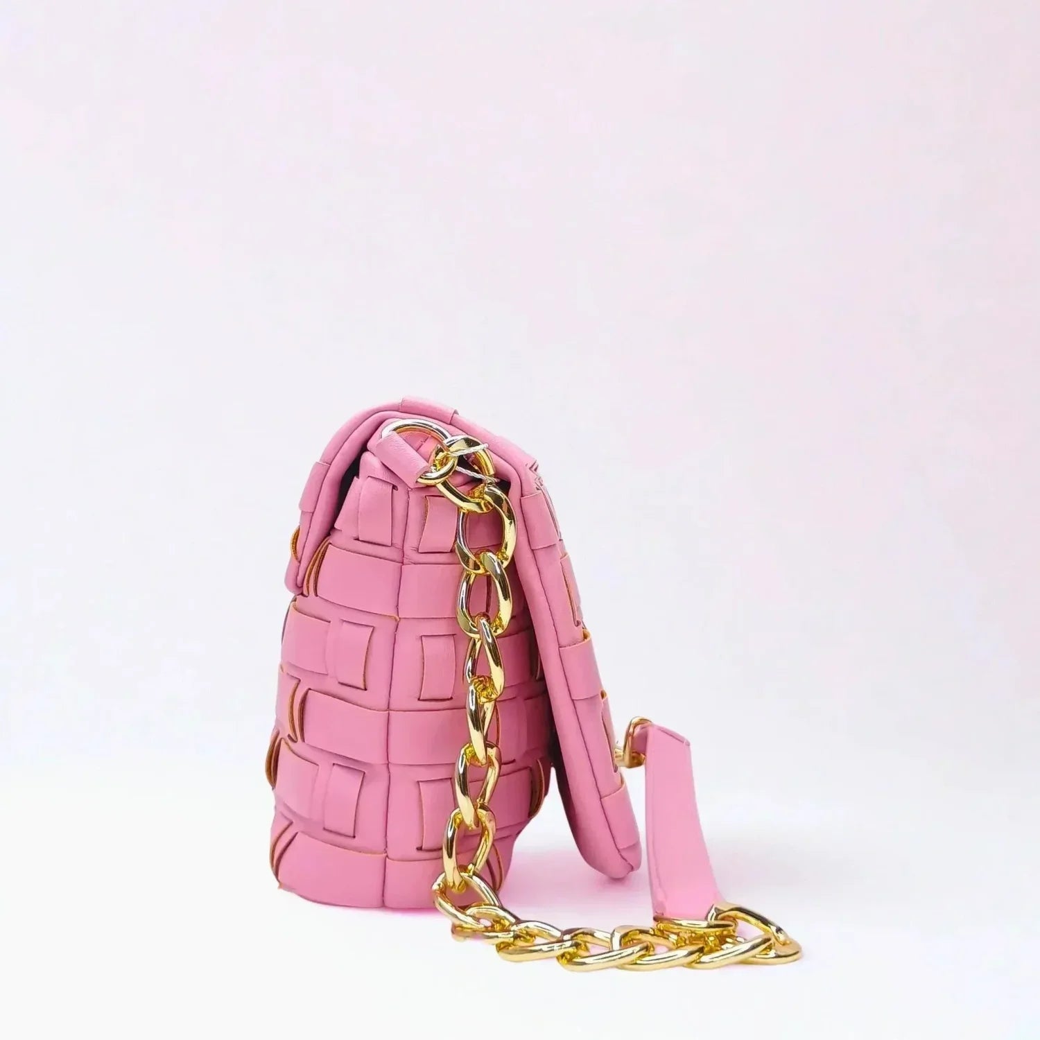 Silver Woven Bag with Chain Strap - MS-2087 - Stile Donna Bags