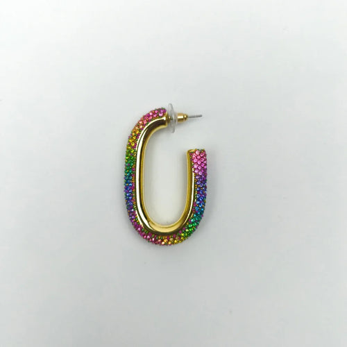 Rainbow Crystal U-Hoop Earring – Gold Statement Piece - Stile Donna Bags