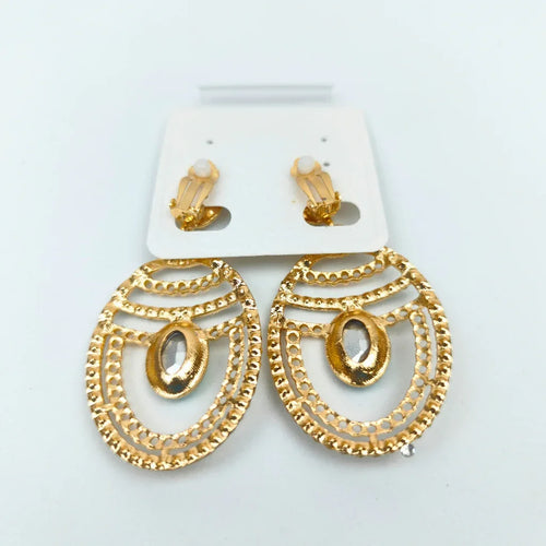 Iridescent Rhinestone Gold-Tone Dangle Earrings - Stile Donna Bags