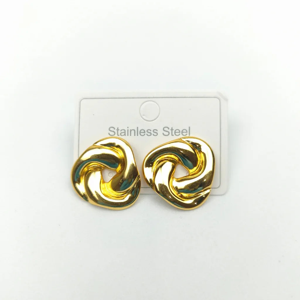Gold-tone stainless steel chunky knot stud earrings - Stile Donna Bags