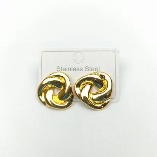 Gold-tone stainless steel chunky knot stud earrings - Stile Donna Bags