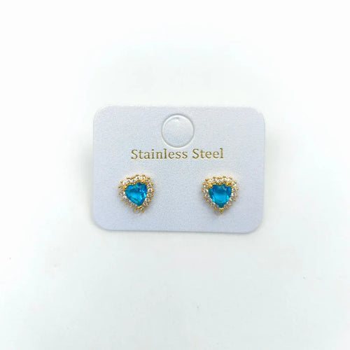 Azure Heart Halo Studs Earrings - Stile Donna Bags