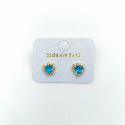 Azure Heart Halo Studs Earrings - Stile Donna Bags