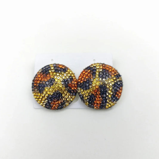 Round crystal-encrusted stud earrings - Stile Donna Bags