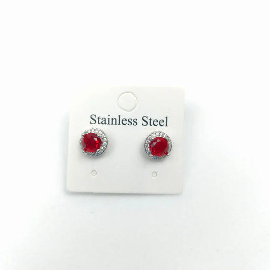 Gemstone and white halo stud earrings - Stile Donna Bags