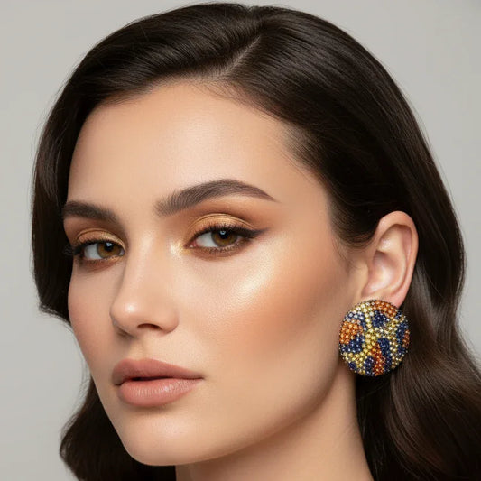 Round crystal-encrusted stud earrings - Stile Donna Bags