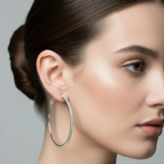 Luxury Textured Hoop Earrings – Gold & Silver Statement Hoops - Stile Donna Bags