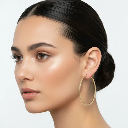 Luxury Textured Hoop Earrings – Gold & Silver Statement Hoops - Stile Donna Bags