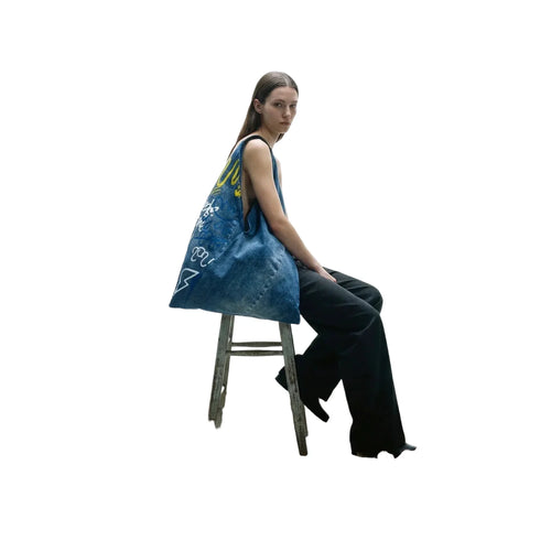 Stylish Graphic Print Denim Hobo Tote Bag - Stile Donna Bags