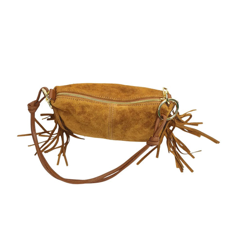 Boho Fringe Suede Shoulder Bag – Tan Brown - Stile Donna Bags