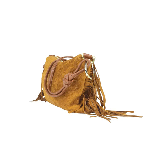Boho Fringe Suede Shoulder Bag – Tan Brown - Stile Donna Bags
