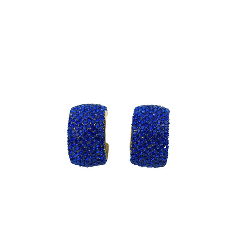 Thick Blue Pave Hoop Earrings with Gold Accent - Stile Donna Bags