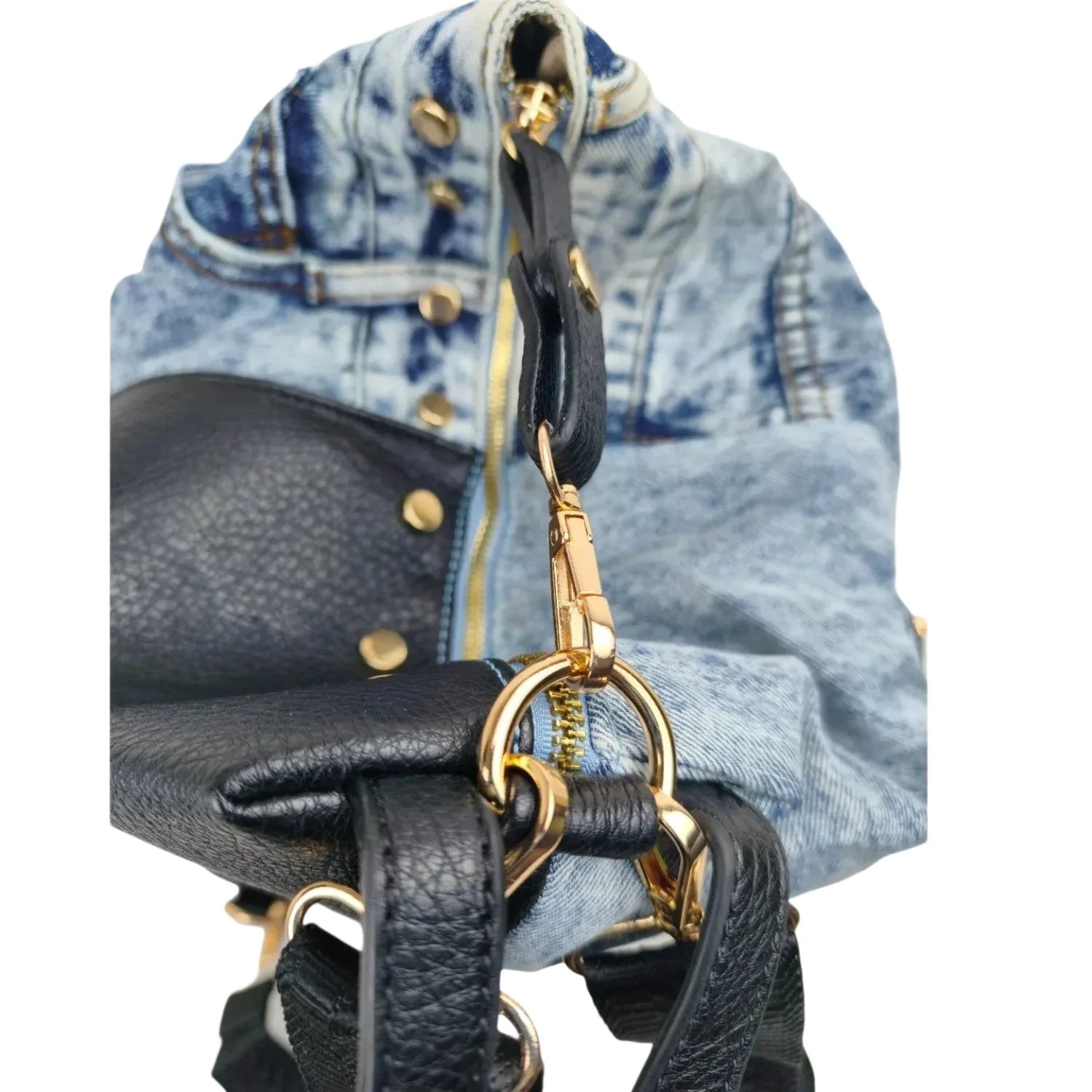 Upcycled Denim & Vegan Leather Backpack | Urban Graffiti Streetwear Bag - Stile Donna Bags