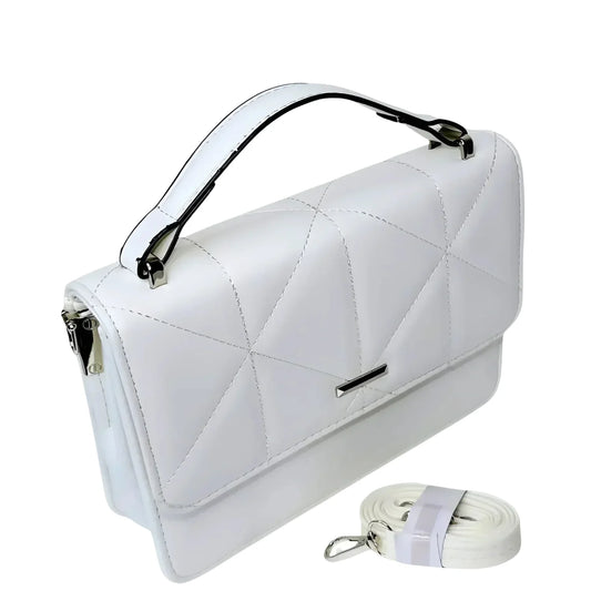 White Leather Handbag for Women - MS-8904 - Stile Donna Bags