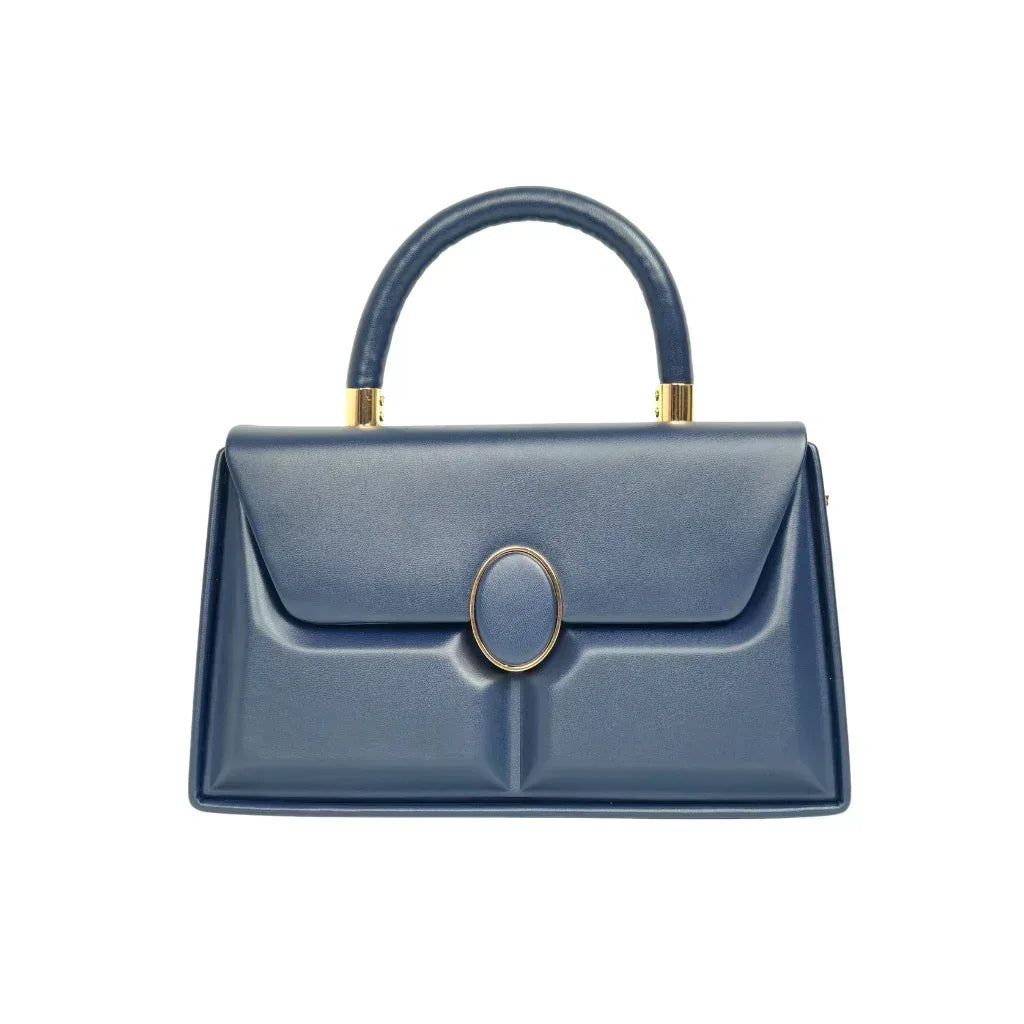 Classic Structured Top-Handle Bag with Gold Hardware - Stile Donna Bags