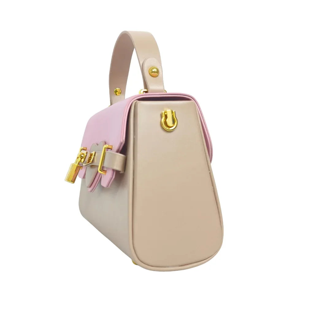 Mini Crossbody Bag with Top Handle and Gold Lock - Stile Donna Bags
