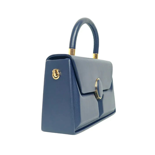 Classic Structured Top-Handle Bag with Gold Hardware - Stile Donna Bags