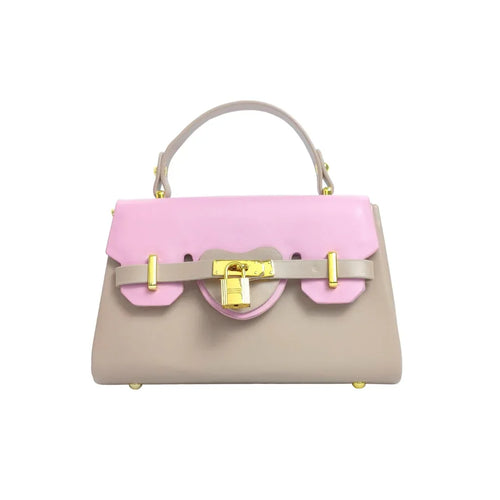 Mini Crossbody Bag with Top Handle and Gold Lock - Stile Donna Bags