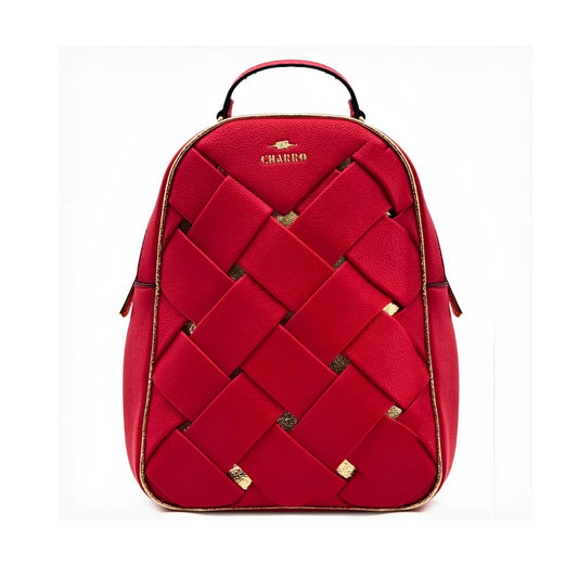 Zaino in Pelle Intrecciata Rossa MS-4567 - zaino pelle intrecciata