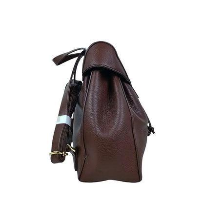 Zaino in Pelle Marrone con Finiture Dorate - zaino pelle marrone